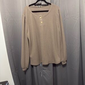 White Birch Tan Crew Neck Sweater Soft Knit Casual